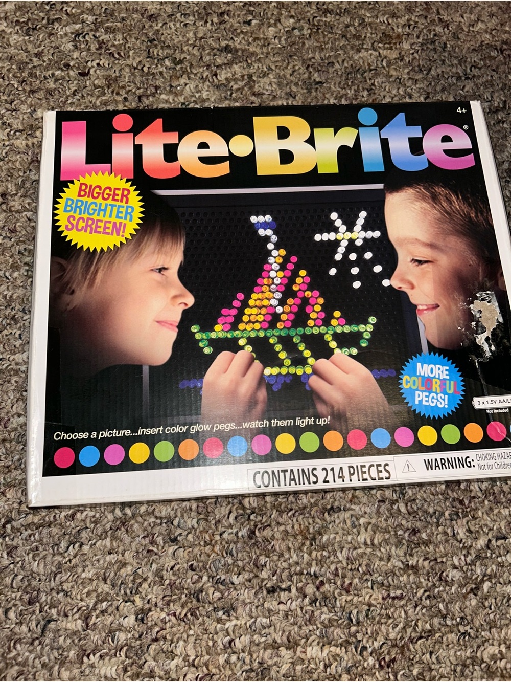 Hasbro Lite-Brite *Tested/Works* w/Original Box & Pegs, 2021, *Almost Complete*
